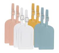 PATIKIL Leather Luggage Tag Top-Open, 8 Pcs Luggage Tags Cute Pu Bag Label Suitcase Name Labels for Suitcases Accessories Airplane Travel Essentials, Blue/Yellow/Pink/White