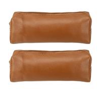 PATIKIL Leather Pen Bag, Small Pencil Pouch Stationery Organizer Make Up Bag with Zipper for Cosmetic Pen Marker Adult, Brown, 2 Pcs