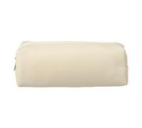 PATIKIL Leather Pen Bag, Small Pencil Pouch Stationery Organizer Make Up Bag with Zipper for Cosmetic Pen Marker Adult, Beige, 1 Pcs