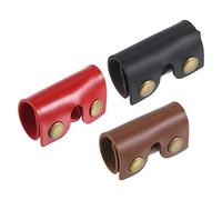PATIKIL Leather Razor Head Protecting Cover, 3-in-1 Safety Razor Head Protecting Sheath Shaver Tip Cover for Travel, Red Black Brown