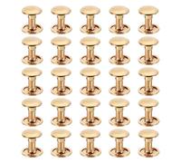 PATIKIL Leather Rivets, 160Sets Carbon Steel Double Cap Rivet Kits Craft Replacement Accessories for Handbags Belts Clothes Shoes, Gold (9 x 10 Mm)