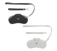 PATIKIL Leather Sunglasses Bags, Portable Slim Soft Leather Glasses Case Holder Eyeglass Organizer Pouch with Wrist Strap Lanyard for Women Men Sunglasses Glasses-2Pcs(Black/Gray)