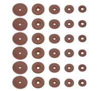 PATIKIL Leather Washers, 80pcs Leather Handle Washers Spacer Cushion 1.5 mm Thick Round for Knife Handle Hammer Hatchet Badge Bicycle Seat Crafts, 5 Sizes, Reddish Brown