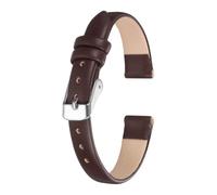 PATIKIL Leather Watch Band 10mm Soft Genuine Leather Watch Straps Quick Release Flexible Replacement Strap Silver Buckle with 3pcs Spring Bar Pins for Men Women, Dark Brown