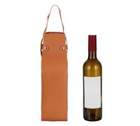 PATIKIL Leather Wine Tote Bag, Reusable Wine Gift Bag Double Layered Bottle Champagne Liquors Single Carrier for Birthday, Wedding, Picnic Party, Christmas Gifts (Coffee)