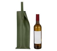 PATIKIL Leather Wine Tote Bag, Reusable Wine Gift Bag Double Layered Bottle Champagne Liquors Single Carrier for Birthday, Wedding, Picnic Party, Christmas Gifts (Green)