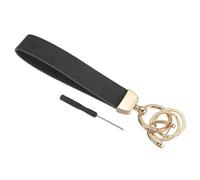 PATIKIL Leather Wristlet Keychain, Car Key Chain Holder Universal Key Fob Holder with 2 Key Ring and Anti-Lost D Ring Screwdriver Wallet Purse, Gold/Gray