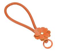 PATIKIL Leather Wristlet Keychain, Cute Car Key Chain Practical Bracelet Key Chain Flower Phone Wrist Strap for Phone Lanyard Bag Handbag Purse Wallet, Orange