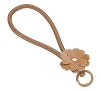 PATIKIL Leather Wristlet Keychain, Cute Car Key Chain Practical Bracelet Key Chain Flower Phone Wrist Strap for Phone Lanyard Bag Handbag Purse Wallet, Apricot