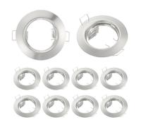 PATIKIL LED Downlight Fixture Housing, 10pcs MR16 GU10 Bulbs Recessed Lights Holder Round Frame Ceiling Spotlights Mounting Frame for Home Light, Silver