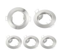 PATIKIL LED Downlight Fixture Housing, 5pcs MR16 GU10 Bulbs Recessed Lights Holder Round Frame Ceiling Spotlights Mounting Frame for Home Light, Silver