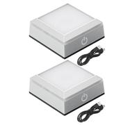 PATIKIL LED Light Base Non-Slip Square Display Stand, 2 Pcs LED 6 Lighting Mode Multicolor Flat Light Base for Glass Ball 3D Crystal Party Decoration, Silver