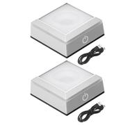 PATIKIL LED Light Base Non-Slip Square Display Stand, 2 Pcs LED 6 Lighting Mode Multicolor Groove Light Base for Glass Ball 3D Crystal Party Decoration, Silver