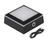 PATIKIL LED Light Base Non-Slip Square Display Stand, LED 6 Lighting Mode Multicolor Flat Light Base for Glass Ball 3D Crystal Party Decoration, Black