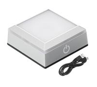 PATIKIL LED Light Base Non-Slip Square Display Stand, LED 6 Lighting Mode Multicolor Flat Light Base for Glass Ball 3D Crystal Party Decoration, Silver