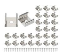 PATIKIL LED Strip Clips, 30pcs Stainless Steel Mounting Brackets Fixing Clip Clamp Support Holder with Screws for 14mm to 15mm LED Strip Lighting Cable
