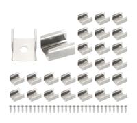 PATIKIL LED Strip Clips, 30pcs Stainless Steel Mounting Brackets Fixing Clip Clamp Support Holder with Screws for 11mm to 12mm LED Strip Lighting Cable