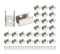 PATIKIL LED Strip Clips, 30pcs Stainless Steel Mounting Brackets Fixing Clip Clamp Support Holder with Screws for 13mm LED Strip Lighting Cable