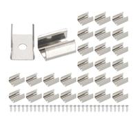 PATIKIL LED Strip Clips, 30pcs Stainless Steel Mounting Brackets Fixing Clip Clamp Support Holder with Screws for 9mm to 10mm LED Strip Lighting Cable