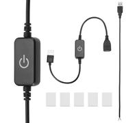 PATIKIL LED Strip Dimmer Switch, 1set DC 5-24V USB Light Cable Touch ON/OFF Brightness Controller Adjustable with Pigtail Wire Tape for LED Rope Light Black