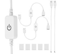PATIKIL LED Strip Dimmer Switch, 2set DC 5-24V USB Light Cable Touch ON/OFF Brightness Controller Adjustable with Pigtail Wire Tape for LED Rope Light White