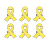 PATIKIL Lemon Yellow Ribbon Awareness Pin, 6 Pcs Enamel Ribbon Brooch Lapel Pin with Secure Clutch Back for Awareness Fundraising Charity Events, 2.6x2.1cm