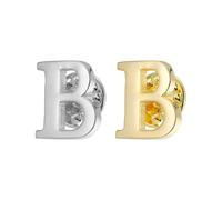 PATIKIL Letter B Lapel Pins, 2 Pack Initial Alphabet Collar Pins Letter Copper Brooch Pins for Mens & Womens Shirt Dress Suits Business Events, Gold/Silver