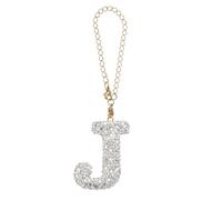 PATIKIL Letter Bag Charm, Bling Glitter Letter Charm Initial Letter Keychains for Woman Bag Accessories Backpack Tote Bag Cup DIY Crafts, White, J Shape