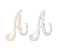 PATIKIL Letter Brooch Pins, 2 Pcs Pearl Initial Alphabet A Letter Lapel Badges Pin, Silver Tone/Gold Tone