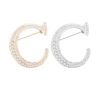 PATIKIL Letter Brooch Pins, 2 Pcs Pearl Initial Alphabet C Letter Lapel Badges Pin, Silver Tone/Gold Tone
