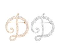 PATIKIL Letter Brooch Pins, 2 Pcs Pearl Initial Alphabet D Letter Lapel Badges Pin, Silver Tone/Gold Tone