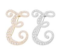 PATIKIL Letter Brooch Pins, 2 Pcs Pearl Initial Alphabet E Letter Lapel Badges Pin, Silver Tone/Gold Tone