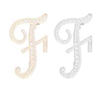 PATIKIL Letter Brooch Pins, 2 Pcs Pearl Initial Alphabet F Letter Lapel Badges Pin, Silver Tone/Gold Tone