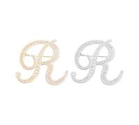 PATIKIL Letter Brooch Pins, 2 Pcs Pearl Initial Alphabet R Letter Lapel Badges Pin, Silver Tone/Gold Tone