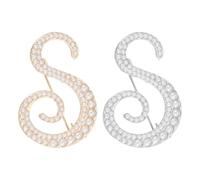 PATIKIL Letter Brooch Pins, 2 Pcs Pearl Initial Alphabet S Letter Lapel Badges Pin, Silver Tone/Gold Tone