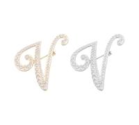 PATIKIL Letter Brooch Pins, 2 Pcs Pearl Initial Alphabet V Letter Lapel Badges Pin, Silver Tone/Gold Tone
