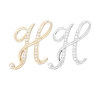 PATIKIL Letter Brooch Pins, 2Pcs Initial Letter H Rhinestone Broaches Metal Crystal Alphabet A-Z Lapel Pin for Women Jewelry Gift Suit Clothes Hat Dress Coat Craft, Gold Silver