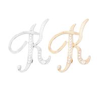 PATIKIL Letter Brooch Pins, 2Pcs Initial Letter K Rhinestone Broaches Metal Crystal Alphabet A-Z Lapel Pin for Women Jewelry Gift Suit Clothes Hat Dress Coat Craft, Gold Silver