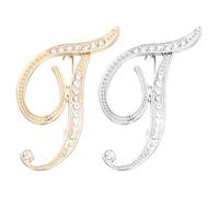 PATIKIL Letter Brooch Pins, 2Pcs Initial Letter t Rhinestone Broaches Metal Crystal Alphabet A-Z Lapel Pin for Women Jewelry Gift Suit Clothes Hat Dress Coat Craft, Gold Silver