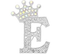 PATIKIL Letter Brooch Pins, Crown Initial Rhinestone Alphabet E Letter Lapel Badges Pin for Women Suits Dress Coat Clothes Craft, Silver Tone