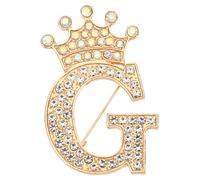 PATIKIL Letter Brooch Pins, Crown Initial Rhinestone Alphabet G Letter Lapel Badges Pin for Women Suits Dress Coat Clothes Craft, Gold Tone
