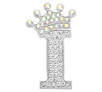 PATIKIL Letter Brooch Pins, Crown Initial Rhinestone Alphabet I Letter Lapel Badges Pin for Women Suits Dress Coat Clothes Craft, Silver Tone