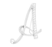 PATIKIL Letter Brooch Pins, Initial Letter A Rhinestone Broaches Metal Crystal Alphabet A-Z Lapel Pin for Women Jewelry Gift Suit Clothes Hat Dress Coat Craft, Silver Tone