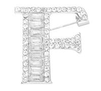 PATIKIL Letter Brooch Pins, Initial Letter F Rhinestone Broaches Metal Crystal Alphabet A-Z Breastpin Lapel Pin with Box for Women Jewelry Gift Suit Clothes Hat Dress, Silver Tone