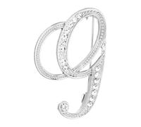PATIKIL Letter Brooch Pins, Initial Letter g Rhinestone Broaches Metal Crystal Alphabet A-Z Lapel Pin for Women Jewelry Gift Suit Clothes Hat Dress Coat Craft, Silver Tone