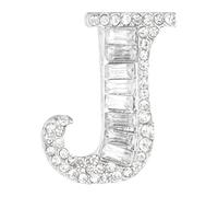 PATIKIL Letter Brooch Pins, Initial Letter J Rhinestone Broaches Metal Crystal Alphabet A-Z Breastpin Lapel Pin with Box for Women Jewelry Gift Suit Clothes Hat Dress, Silver Tone