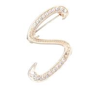 PATIKIL Letter Brooch Pins, Initial Letter S Rhinestone Broaches Metal Crystal Alphabet A-Z Lapel Pin for Women Jewelry Gift Suit Clothes Hat Dress Coat Craft, Gold Tone