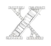 PATIKIL Letter Brooch Pins, Initial Letter x Rhinestone Broaches Metal Crystal Alphabet A-Z Breastpin Lapel Pin with Box for Women Jewelry Gift Suit Clothes Hat Dress, Silver Tone