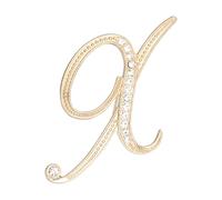 PATIKIL Letter Brooch Pins, Initial Letter x Rhinestone Broaches Metal Crystal Alphabet A-Z Lapel Pin for Women Jewelry Gift Suit Clothes Hat Dress Coat Craft, Gold Tone