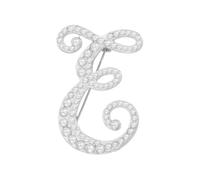 PATIKIL Letter Brooch Pins, Pearl Initial Alphabet E Letter Lapel Badges Pin, Silver Tone